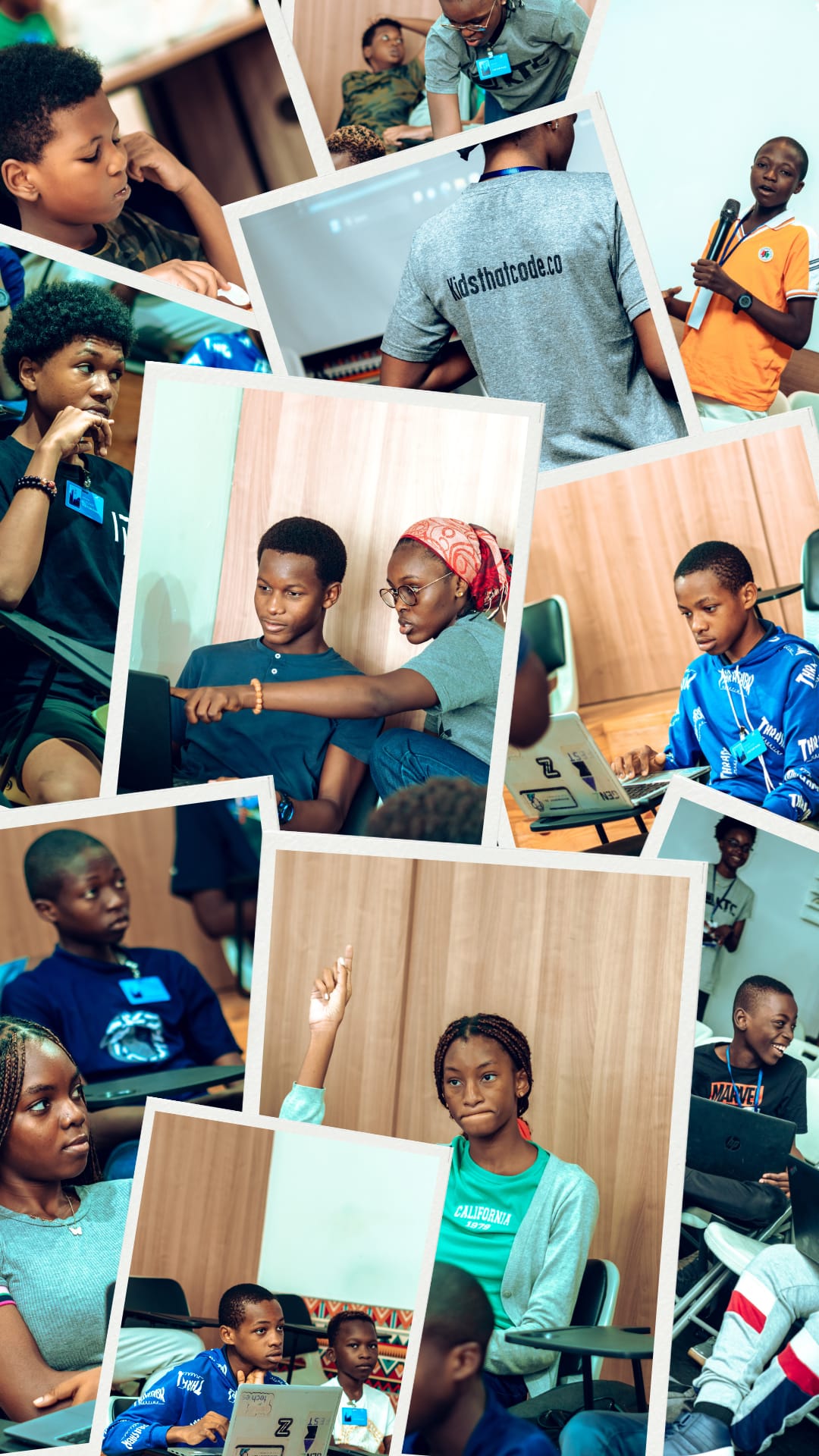 Kids learning coding and robotics in a modern classroom